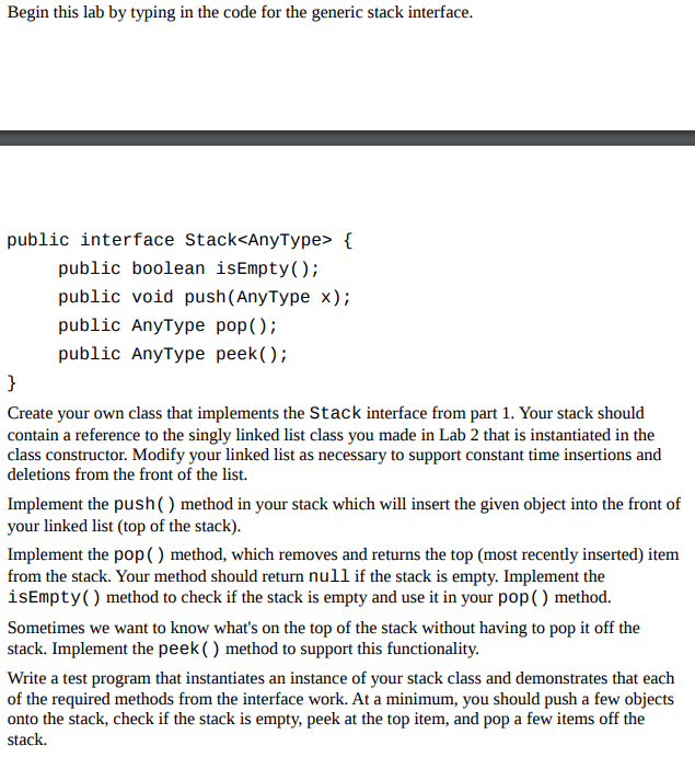  Begin this lab by typing in the code for the generic