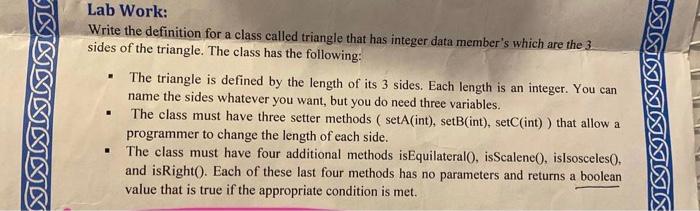  c++ both same question Lab Work: Write the definition for a