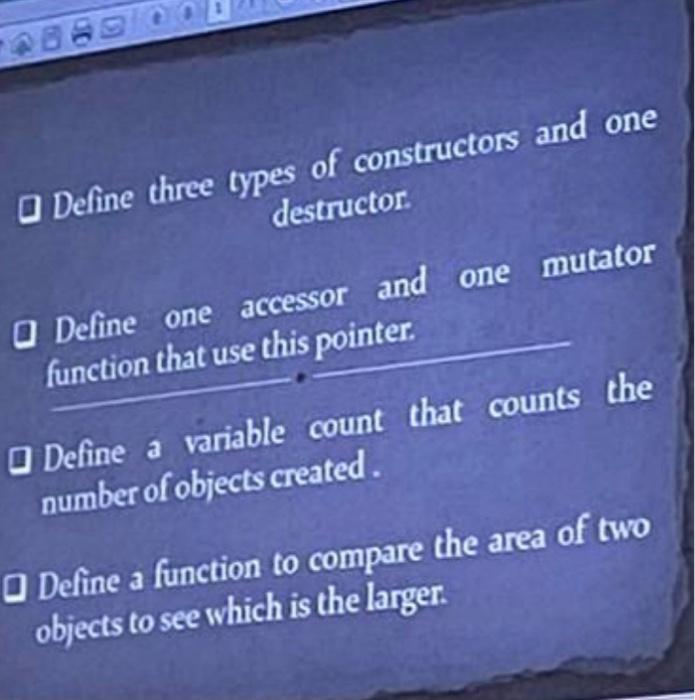 class called triangle that has integer data member's which are the 3