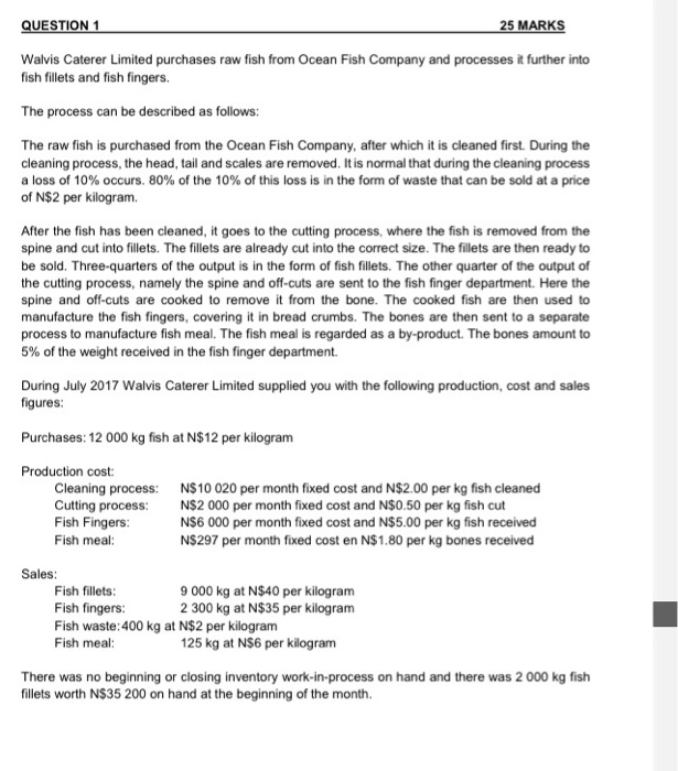  MARK Walvis Caterer Limited purchases raw fish from Ocean Fish Company