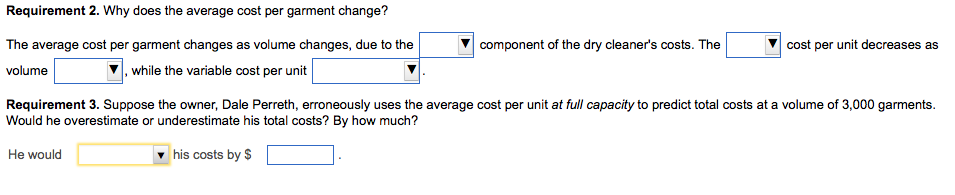 costs Total fixed costs Total operating costs Variable cost per garment Fixed