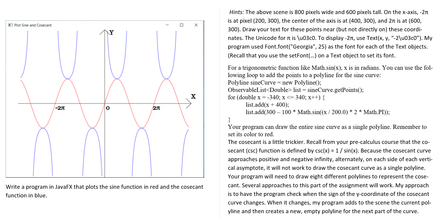 Plot Sine and Cosecant - 0 X Hints: The above scene