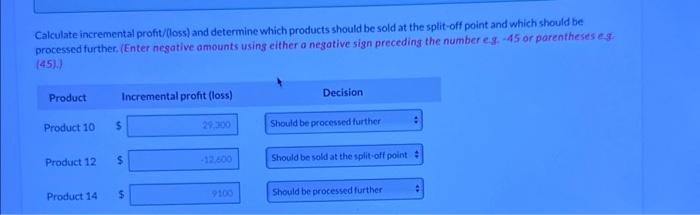 or can be processed further and then sold for a higher price.