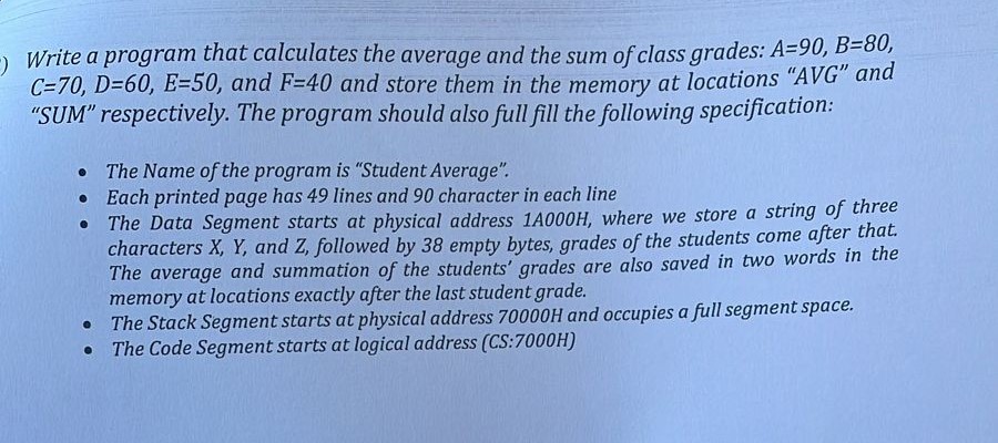  Write a program that calculates the average and the sum of