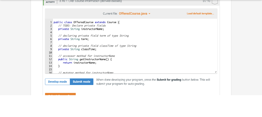 and get private fields of the following types: - String to store