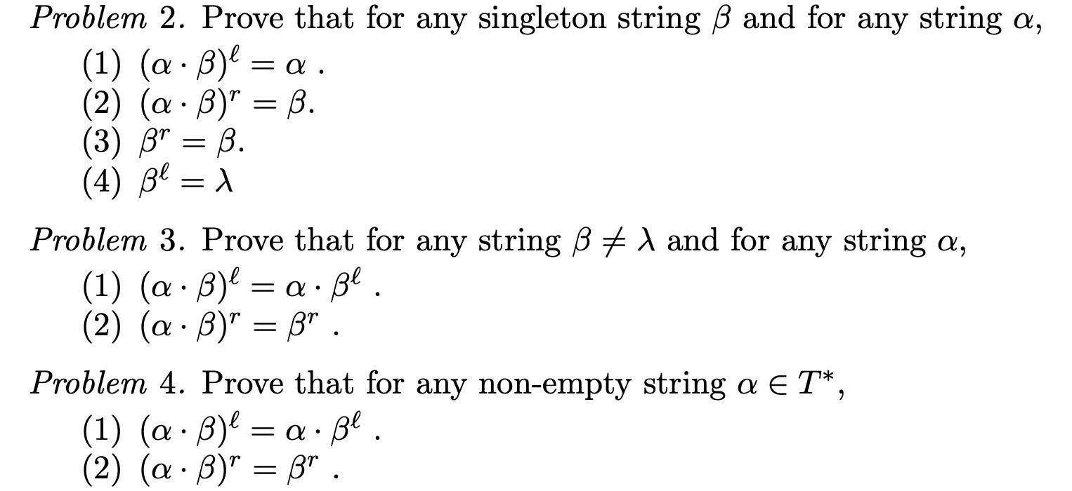  Problem 2 . Prove that for any singleton string and for