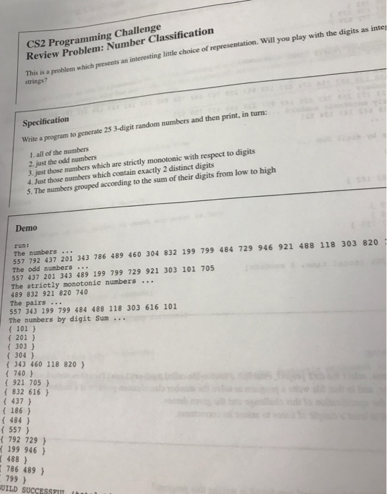  Write the program in Java The numbers grouped according to the