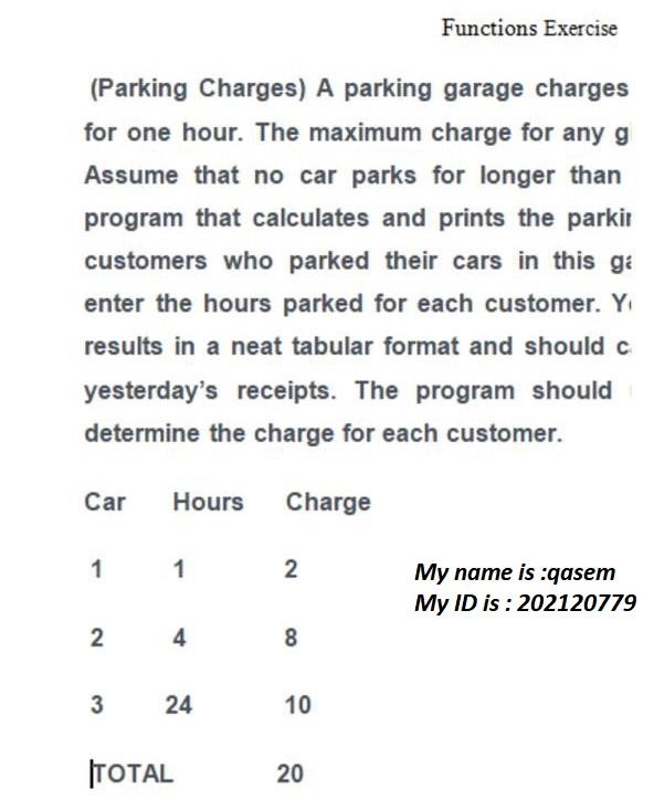 function to calculate the results. 2. The program should use selection and