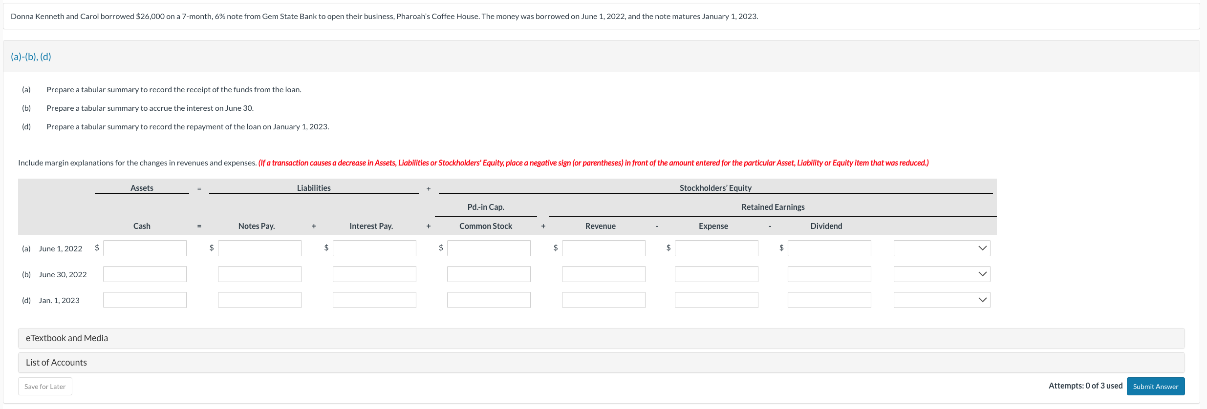  (a)-(b), (d) (a) Prepare a tabular summary to record the receipt
