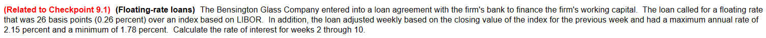 PLEASE SOLVE - 1 (Related to Checkpoint 9.1) (Floating-rate loans) The Bensington