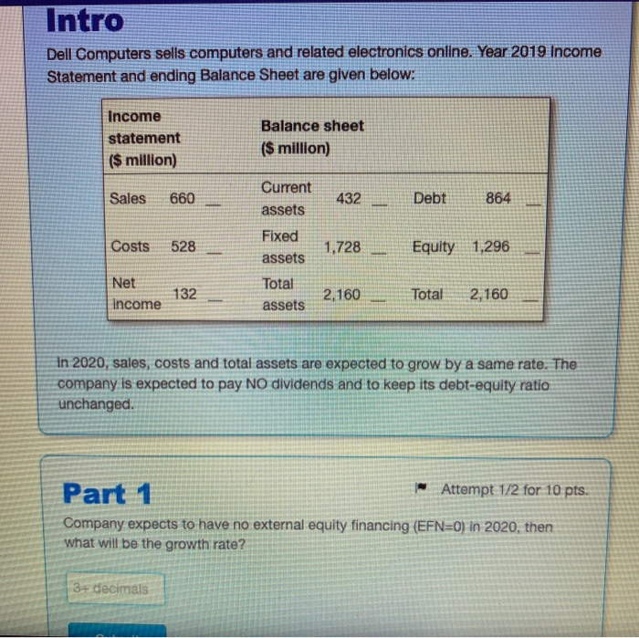  Intro Dell Computers sells computers and related electronics online. Year 2019