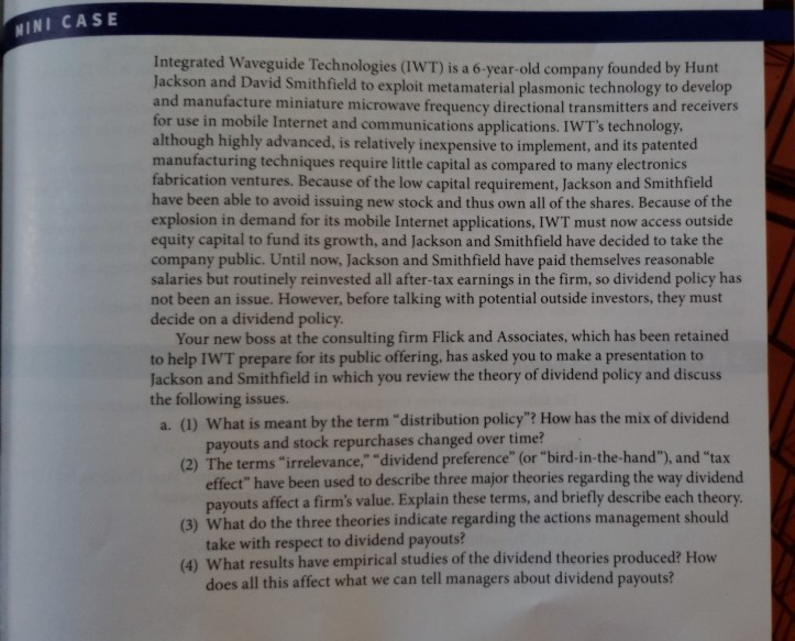 Need help with question C. (1) Only please MINI CASE Integrated Waveguide