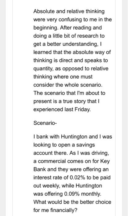 this forum, create your own example of a situation where absolute and