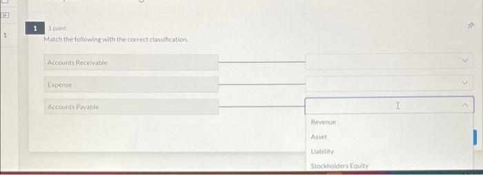 choose your answer... v and Notes Payable is a(n) choose your answer...