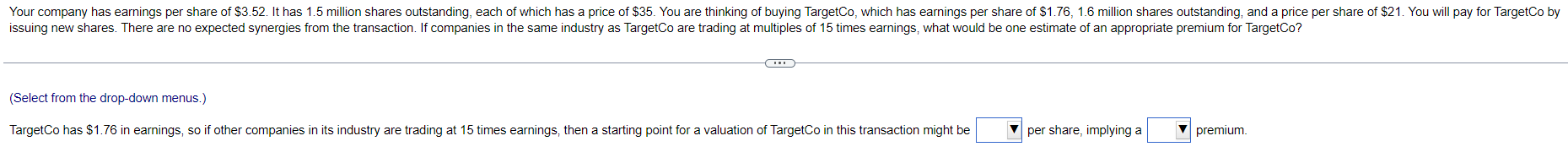 Options for the first box: - $26.50 - $26.40 - $26.20