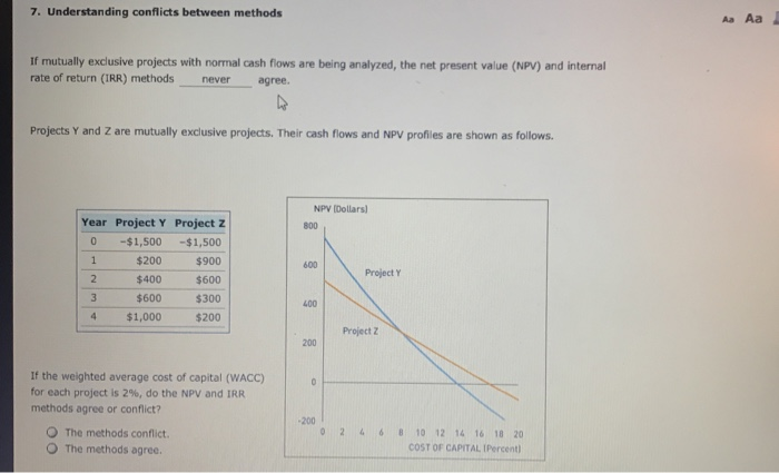  7. Understanding conflicts between methods Aa Aa If mutually exclusive projects