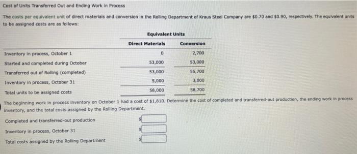 please help & explain how to do this problem... Cost of Units