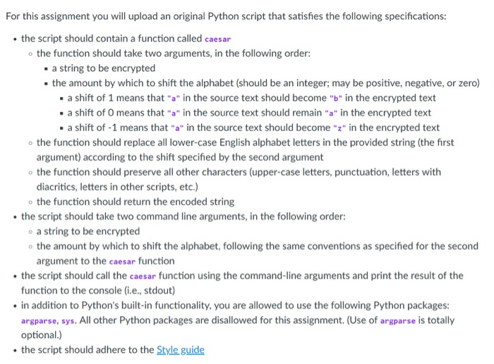  python For this assignment you will upload an original Python script