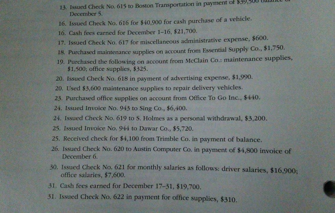 journals and general ledger; trial balance The transactions completed by Revere Courier