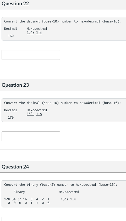 decimal (base-10): 16s61s Decimal Question 12 Convert the hexadecimal (base-16) number to