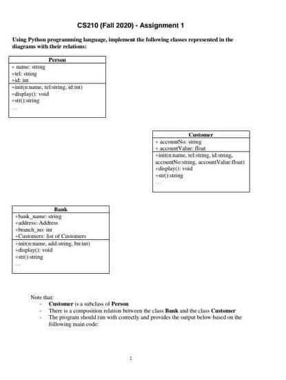  Prograning python CS210 (Fall 2020) - Assignment 1 ning Python programming