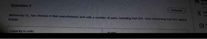  Question 2 10 Points Muharraq Co, has Division A that manufactures