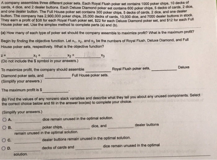  A company assembles three different poker sets. Each Royal Flush poker