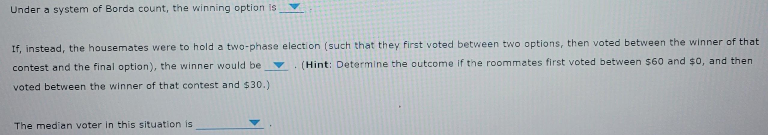 $60 2nd drop down options A. $0 B. $30 C. $60 3rd