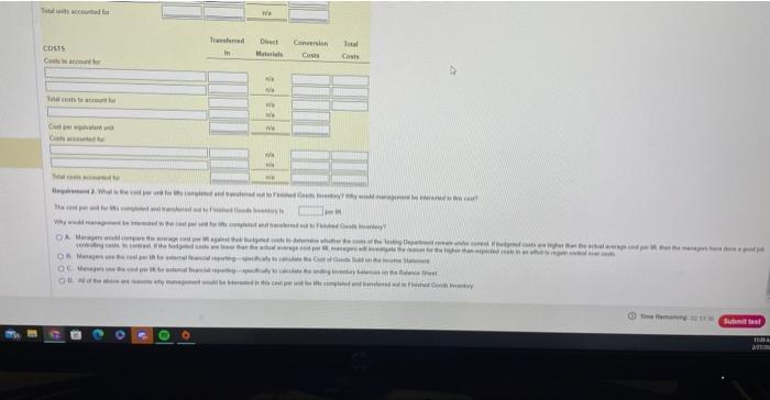 secount tor: Totai unta te actouts toe Whit asoourted for Teta unas