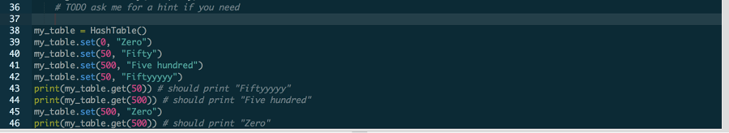OF CODE Problem Complete the implementation of the HashTable class to support