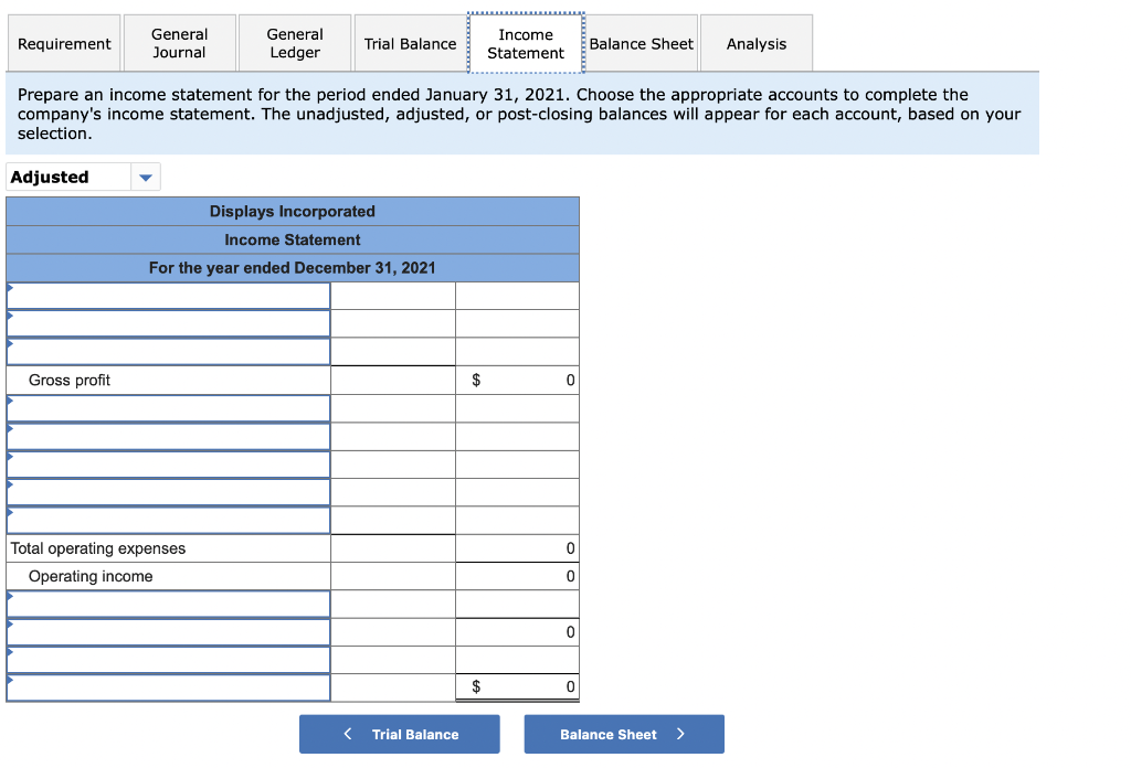 the following account balances: From January 1 to December 31 , the