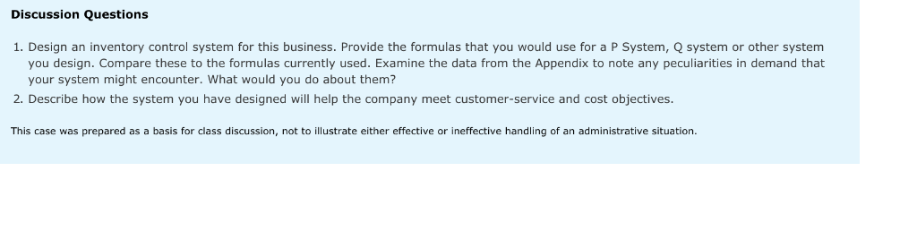 electrical contractors, and his business hinged on the efficient management of inventories