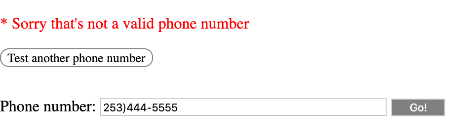it, first array for valid phone number, and the second array for