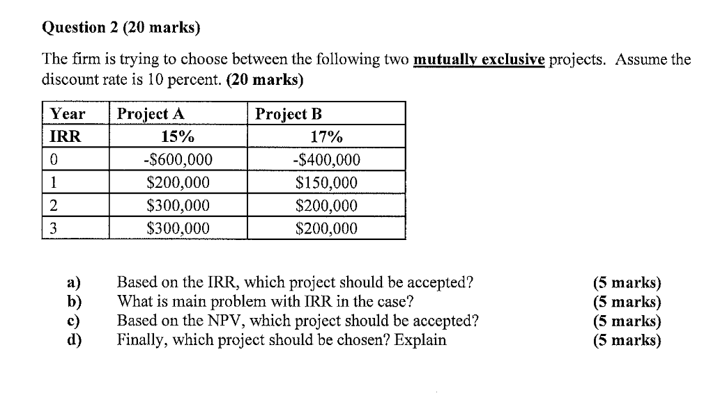  Question 1(20 marks) Your company is evaluating a switch from a
