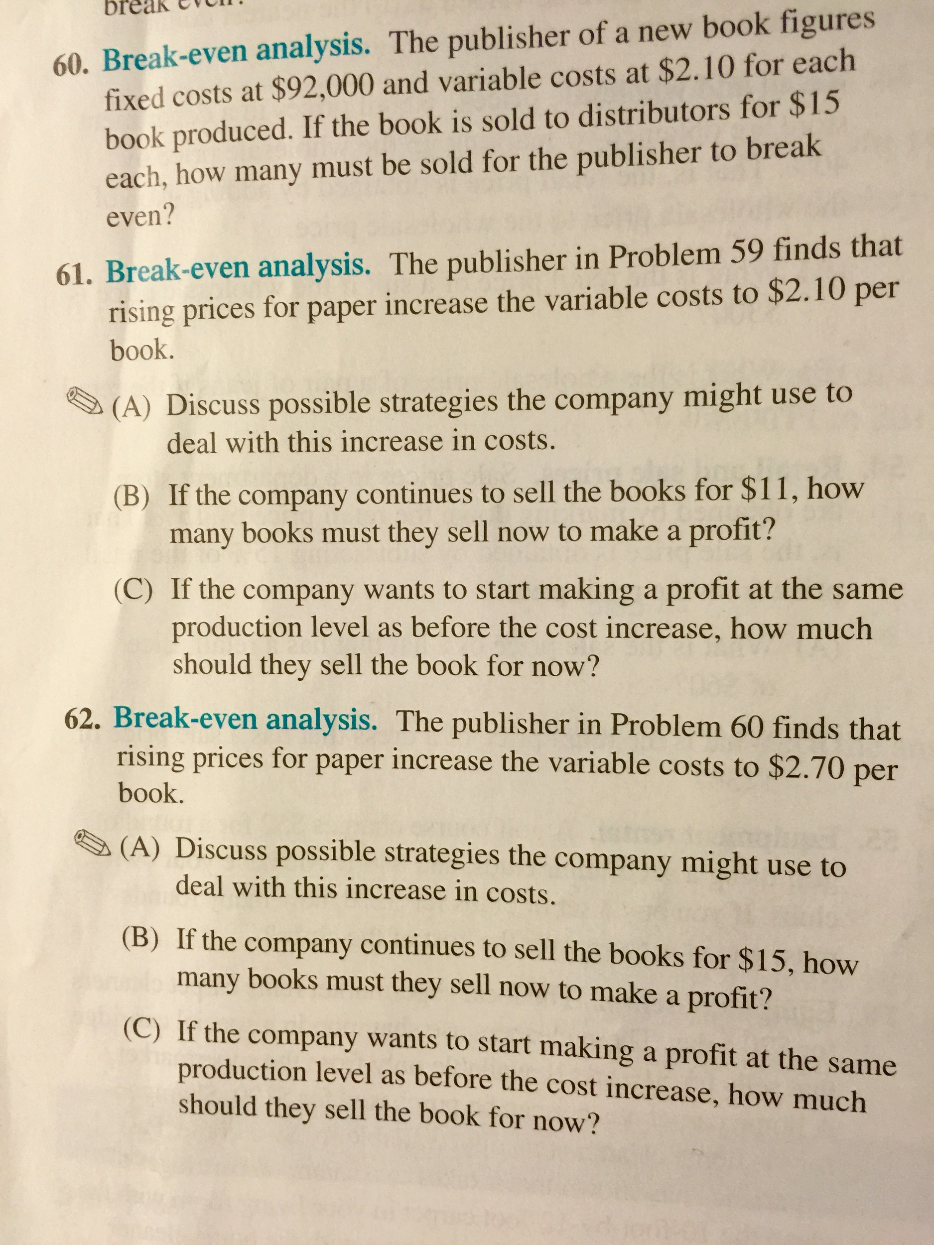 Question #62 A) B) C) Please show work