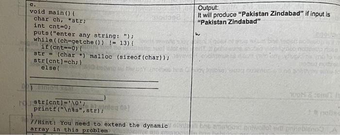 Write suitable code in C language array in thia