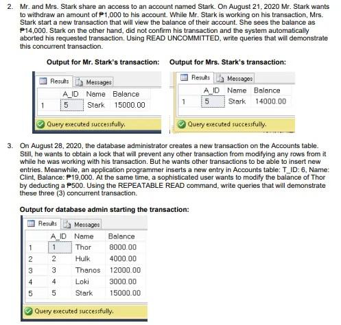 the transaction: (3) Query executed successtuly. On the same day, the database