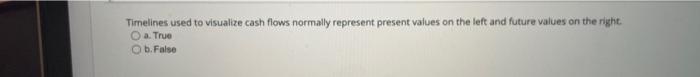  Timelines used to visualize cash flows normally represent present values on