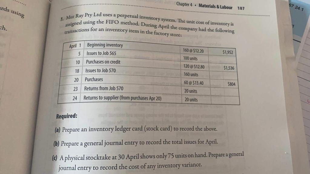 Hi, i Need help with the following question: FIFO Method. Thanks Chapter