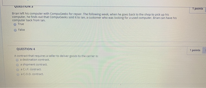  QUESTIONS 1 points Brian left his computer with CompuGeeks for repair.