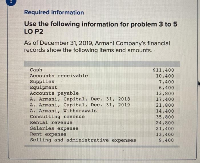  Required information Use the following information for problem 3 to 5