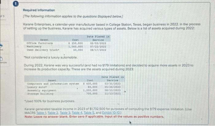 please help . Compute the maximum 2023 depreciation deductions, including $179 expense