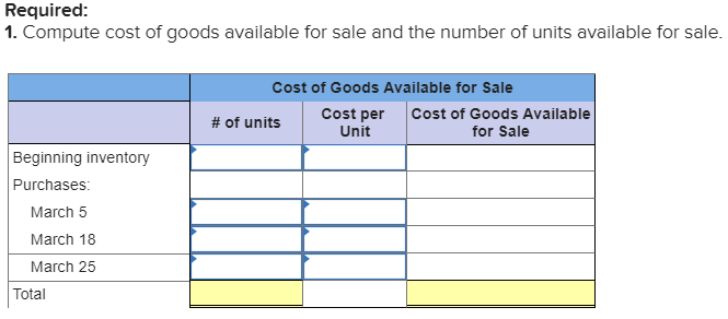 (b) LIFO, (c) weighted average, and (d) specific identification. For specific identification,