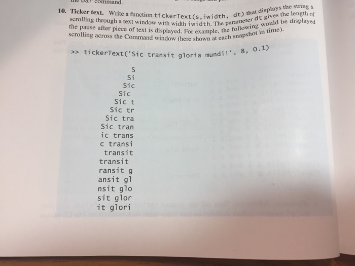  Matlab help with code ie DaP command. ext (s,iwidth, dt) that