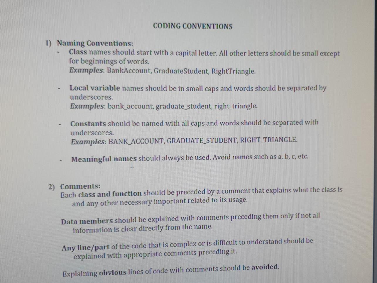  i need question 3 in c++ CODING CONVENTIONS 1) Naming Conventions: