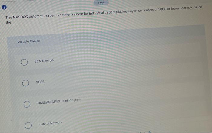  The NASDAQ automatic order execution system for individual traders placing buy