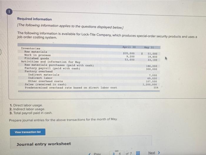  need journal entry for direct labor usage, indirect labor usage and