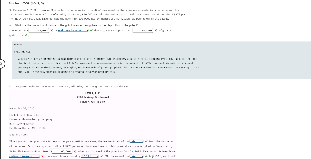  Problem 17-39 (10. 2, 3) On December 1, 2020, Lavender Manufacturing