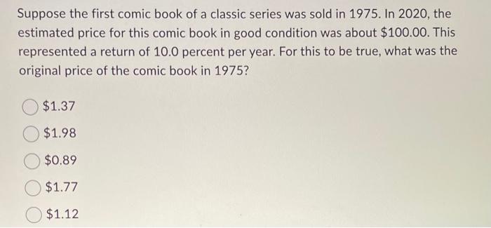 please answer quickly Suppose the first comic book of a classic series