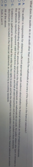  What does the auditor do in an audit other than verity